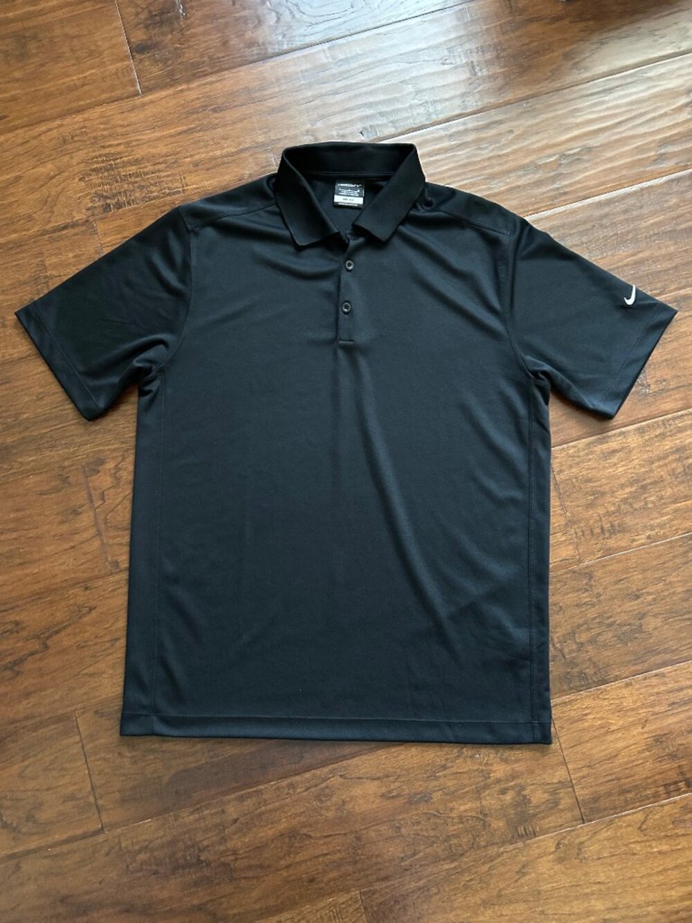 Nike Men’s Black Golf Polo Short Sleeve Drit Fit size Large L Polyester